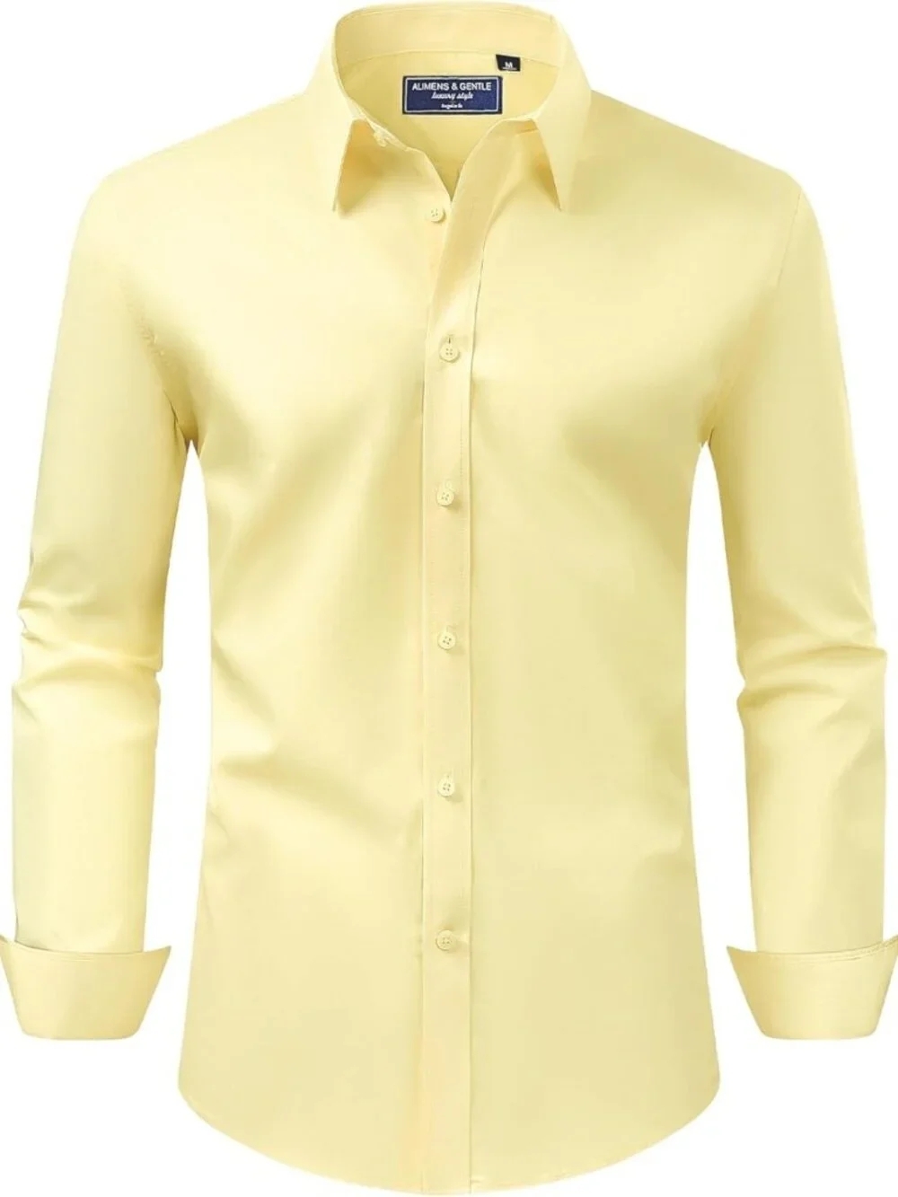 Stylish Men's Dress Shirt - Regular Fit, Stretch, Stain-Resistant, Long Sleeve